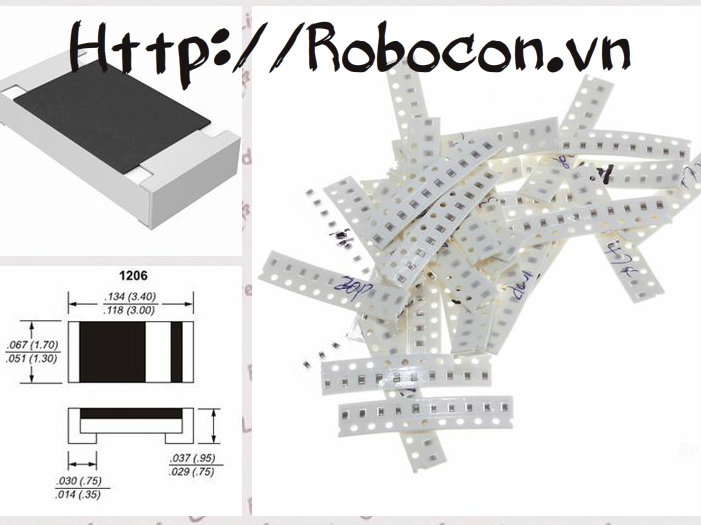 Kích thước điện trở dán 1206